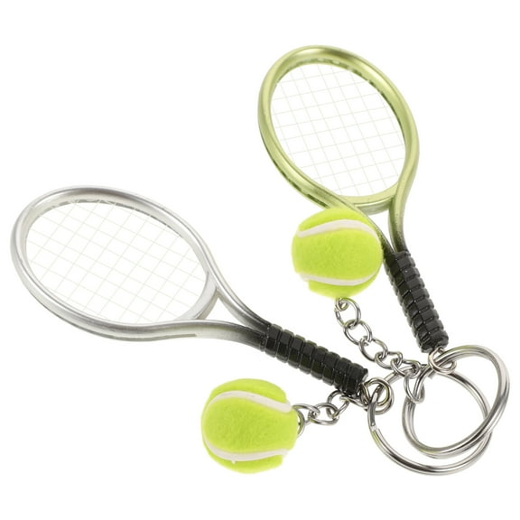 2 Pcs Tennis Racket Keychains Bag Rings Key Pendants for Athletes