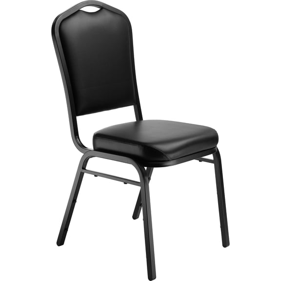 Pemberly Row 37" Metal and Deluxe Vinyl Stack Chair in Panther Black