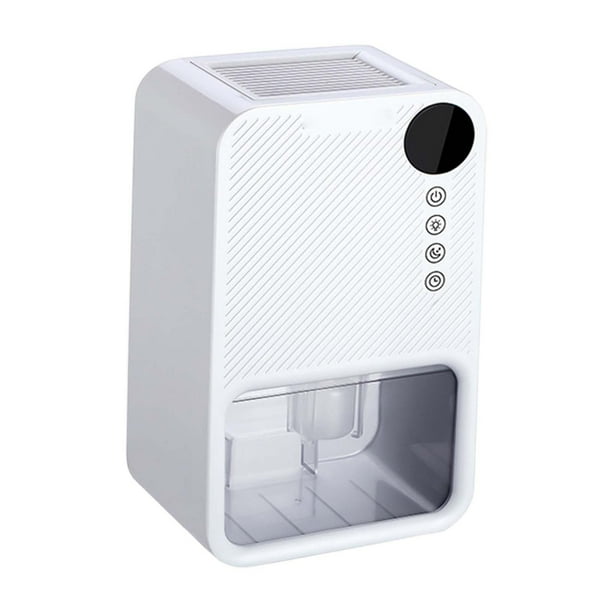 Deshumidificador eléctrico Absorbedores de humedad Apagado automático 1.1L Capacidad Compacto Portátil Silencioso Pantalla LCD para oficina Dormitorio Blanco