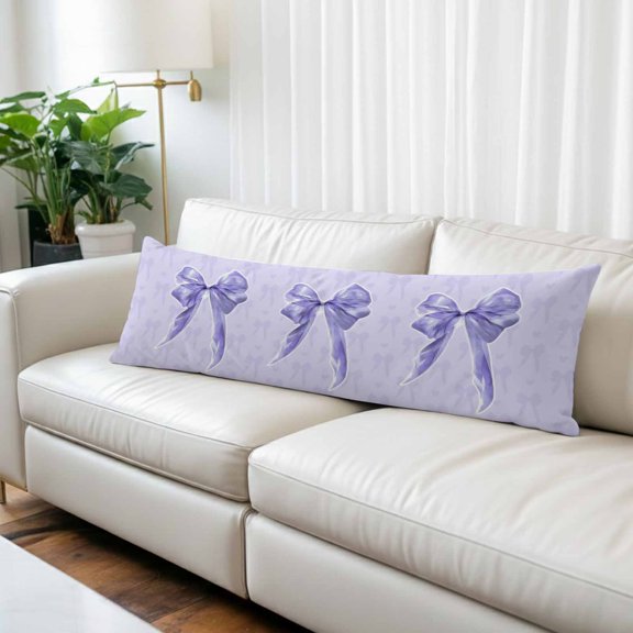 Purple Bow Body Pillow Covers 20"x54", Cute Bowknot Simple Pure Color Soft Brushed Microfiber Breathable Throw Pillow Covers, Pillowcase with Zipper for Couch Sofa Bedroom Living Room