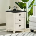 thumbnail image 3 of Joaxswe Farmhouse Nightstand with 3 Drawers Set of 2, 18 inch End Table with Charging Station for Bedroom, Living Room, Adult Bedside Table, Rustic White, 3 of 9