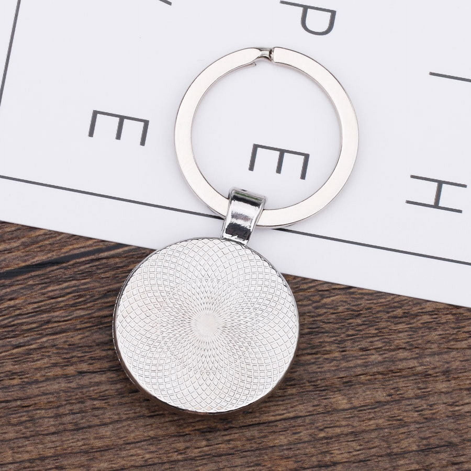 Alloy Glass Keychain with Exquisite Craftsmanship, Durable Key Ring for Women, Men, and Purse Accessories, 25mm Glass Diameter