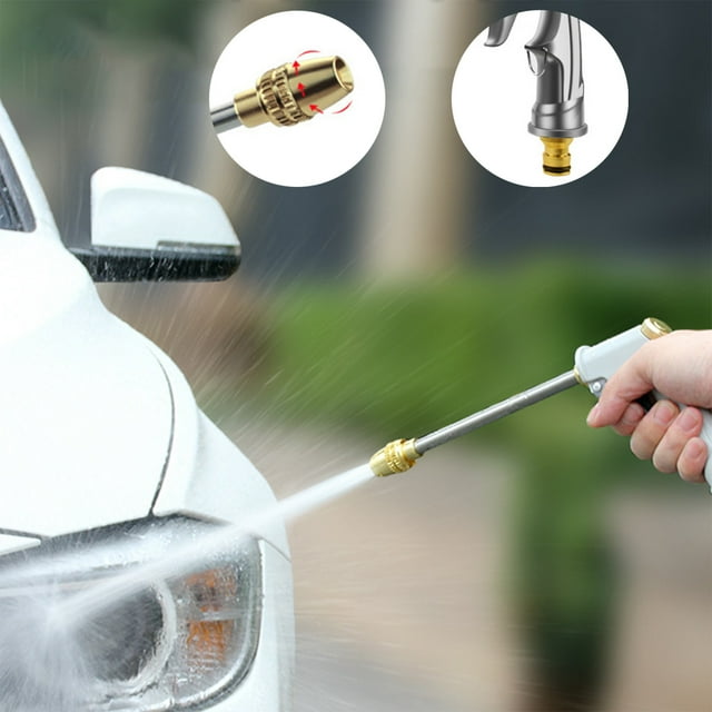 High Pressure Power Washer Nozzle, EDHITNR Adjustable Spray Patterns Full Metal Gun, Ergonomic Pistol Grip Lock Continuous Flow Garden Hose Nozzle for Car Pet Window Cleaning
