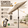 thumbnail image 3 of Sombrilla Plegable Para Exterior Jardin Playa Manivela 2.7m cafe, 3 of 9