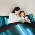 thumbnail image 4 of Feelyou Glitter Cyan Lines Bedding Comforter Set 7 Pieces for Kids, Neon Gradient Lightning Full Bedding Set, Modern Fashion Abstract Reversible Fitted Sheet Flat Sheet, Super Cozy Room Decor, 4 of 8
