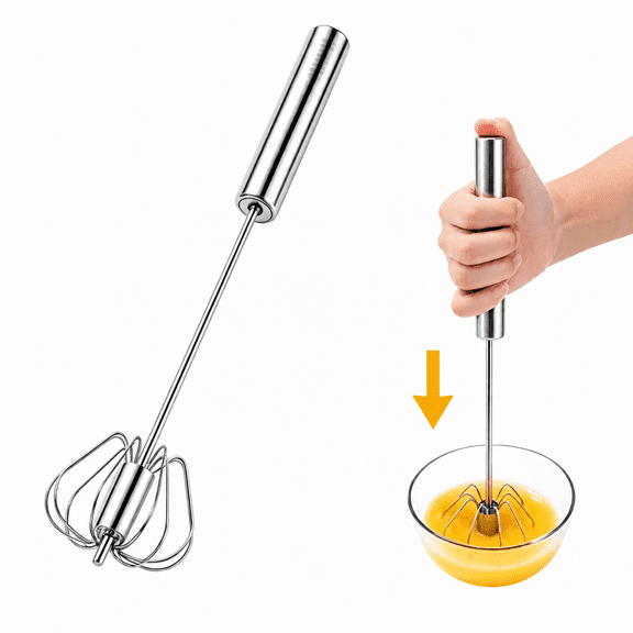 Efficient Semi-auto Egg Beater - Food-grade SS, 32cm Anti-splash, 2X Speed, Cordless Kitchen Tool