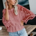 thumbnail image 3 of Perfectbot Lace Tops for Women Batwing Sleeves Crew Neck Eyelet Blouse Dressy Casual Elegant Shirt, 3 of 8