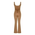 thumbnail image 5 of Lenpel Women's Flare Jumpsuits Sleeveless Suqare Neck Crunch Butt Backless Bell Bottom Yoga Rompers Bootcut Workout Bodysuits, 5 of 6