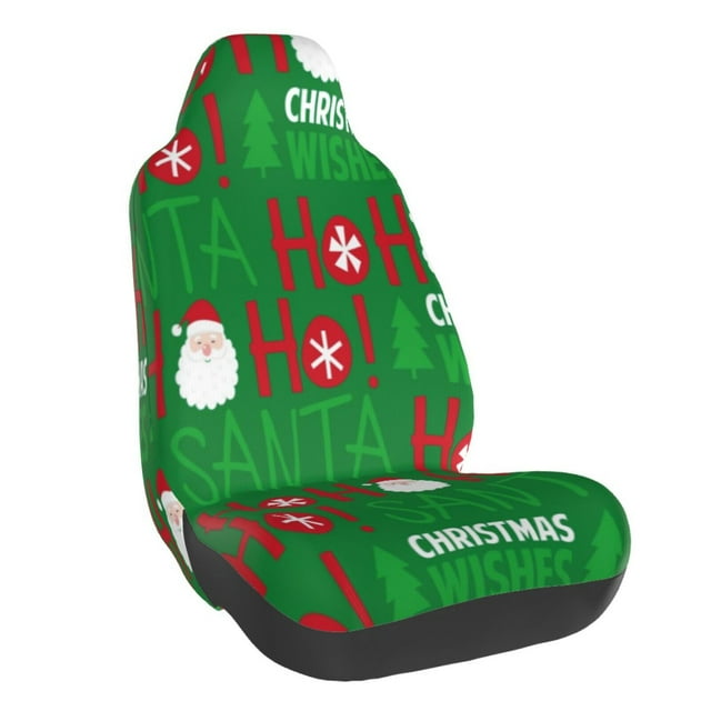 Wukai Cute Santa Full Set Car Seat Covers with Soft Padding Universal Auto Front Seats Protector and Cushion Mat