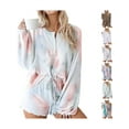 thumbnail image 2 of Jkerther Women's 2 Piece Tie Dye Drawstring Pajamas Long Sleeve Home Lounge Wear Sleepwear, 2 of 5