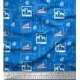 thumbnail image 1 of Soimoi Velvet Fabric Pencil,Anchor Hook & Deer Animal Decor Fabric Printed Yard 58 Inch Wide, 1 of 1