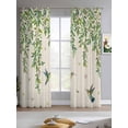 thumbnail image 2 of Spring Botanical Sheer Curtains 63 Inch Length 2 Panels Set for Living Room/Bedroom, Watercolor Leaves Flowers Birds Beige Kitchen Curtains Grommet Semi-Sheer Curtains Window Treatments 42"x63"x2, 2 of 7