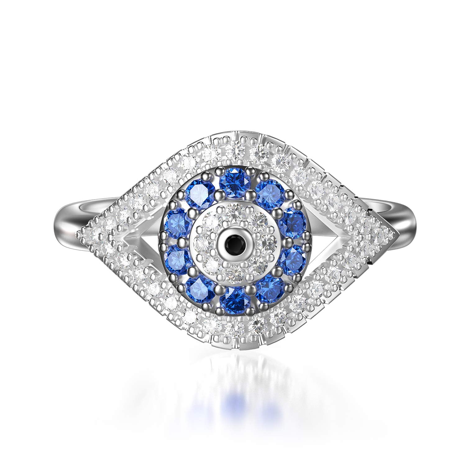 Buy Blue Evil Eye Sterling Silver Ring Online | FableStreet