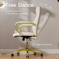thumbnail image 4 of Ninecer White and Gold Office Chair with Soft Leather Embroidery, Mid Back Vintage Swivel Executive Desk Chair with Wheels and Padded Arms, Adjustable Height, 4 of 7