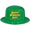 Club Pack of 25 Green and Yellow Plastic "Happy St Patrick's Day" Derby Hat Costume Accessories