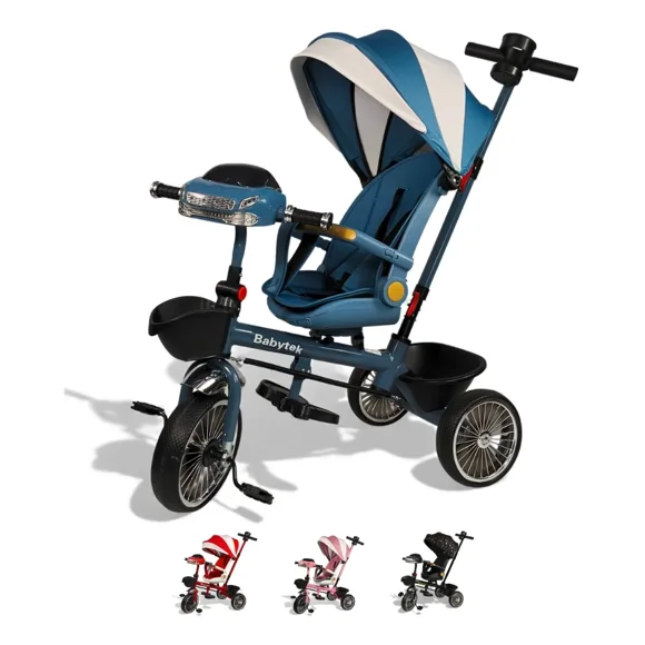 The Baby Shoop Triciclo Infantil Azul Evolutivo Carriola P/ Bebé 3 En 1 Tr-996
