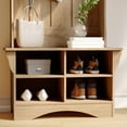 thumbnail image 3 of BizChair 31.5" Wide Hall Tree with Bench, 3 Single Storage Hooks, and 4 Lower Storage Cubbies with Adjustable Shelves in Weathered Wood, 3 of 12