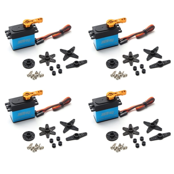 Esc Servo Digital de 25kg de alto Torque, 4 piezas, Servo de engranaje de acero inoxidable de 270 ° para manipulador de Robot de coches de control remoto a escala 1/8 1/10 1/12 con brazo de 25T Romacci Esc