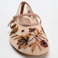 thumbnail image 5 of Gpaecead Women's Embroidered Mesh Mary Jane Flats Breathable Adjustable Buckle French Vintage Shoes For Summer, Beige, 5 of 7