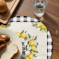 thumbnail image 3 of Summer Lemon Round 13 Inch Placemats Set of 2, Yellow Botanical Checkered Farmhouse Buffalo HeatResistant Non Slip Place Mats for Dining Table, Wipeable Braided Kitchen Table Mats for Housewarming, 3 of 9