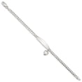 thumbnail image 4 of Diamond2Deal 925 Sterling Silver Polished Curb Chain Link ID Heart Dangle Bracelet for Women 7.5", 4 of 6