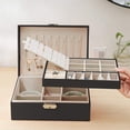 thumbnail image 4 of Organizador de joyas de tamaño compacto con cerradura de metal para mujeres y niñas, cajas de joyería de doble capa con compartimentos extraíbles que muestran las joyas de forma ordenada, 4 of 5