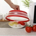 thumbnail image 5 of 2 in 1, Food Cover & Microwave Mat,Silicone Trivet, Pot Holders, Hot Pads, Drying, Baking, Place Mat,Collapsible Microwave Food Cover free TPR, 10.5inch, round with grip handle, Red, 5 of 5
