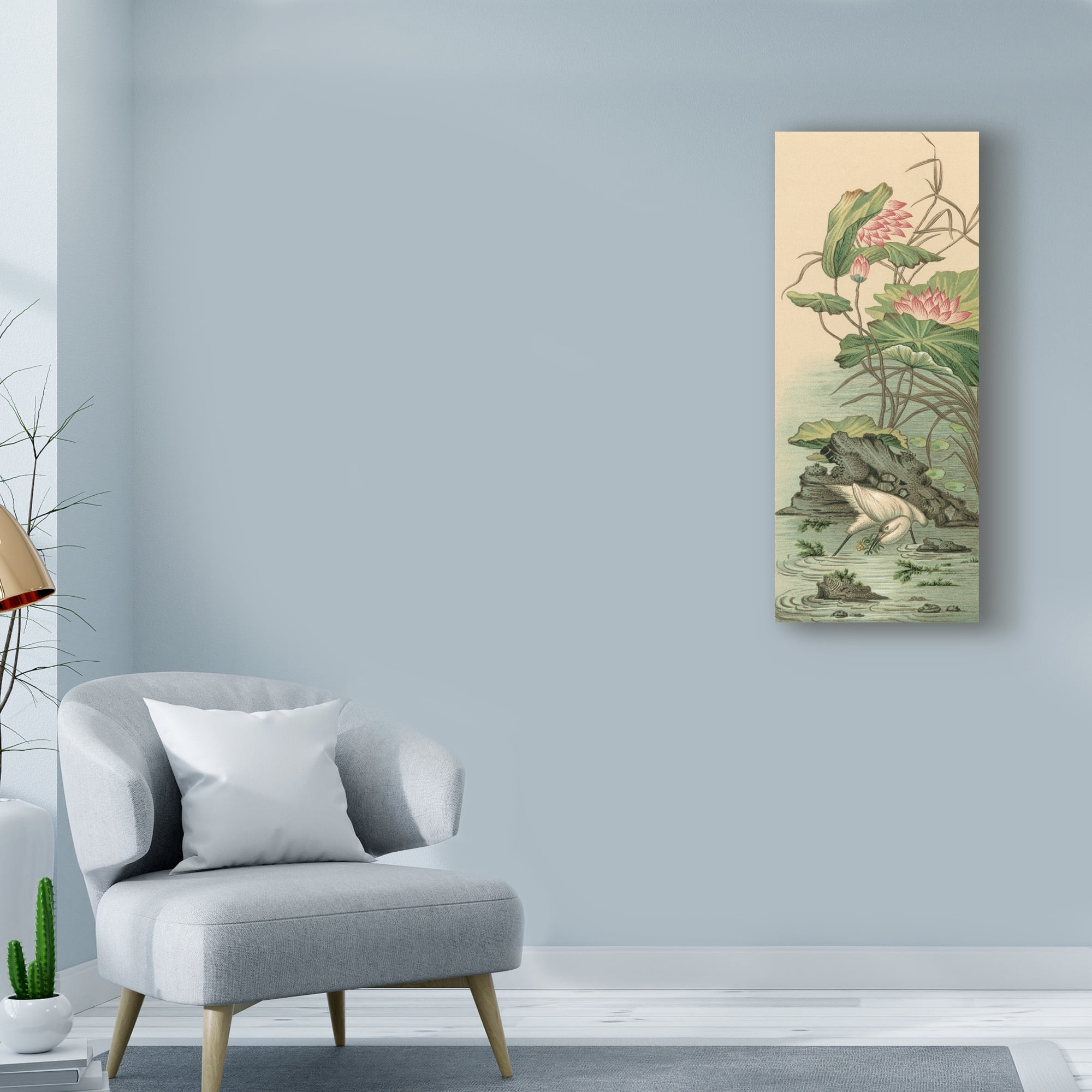 Trademark Fine Art 'Crane and Lotus Panel II' Canvas Art by Racinet