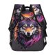 thumbnail image 4 of Fotbe Colorful Wolf Head A Mochila Casual con Estampado para Escuela, Viajes y Actividades al Aire Libre - Duradera, Ligera y Cómoda, 4 of 5