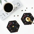 thumbnail image 4 of Honeii Galaxy print Leather Coaster Set of 4, ideal for safeguarding your furniture from drinks spills and effortless cleanup-Hexagon, 4 of 6