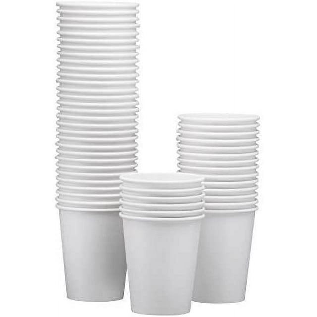 100-Pack 8 oz White Paper Disposable Cups ??Hot/Cold Beverage Drinking Cup for Water, Juice, Coffee or Tea ??Ideal for Water Coolers, Party, or Coffee