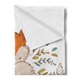 thumbnail image 2 of Cartoon Soft Flannel Fleece Throw Blanket, Baby Fox Sleeping in a Floral Made Bed Circle Art Print, Cozy Plush for Indoor and Outdoor Use, 50" x 70", Dark Orange White, by Ambesonne, 2 of 5