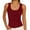 Wine, variant on CYMMPU Women's Wide Square Strap Solid Stretch Slim Sleeveless Tank Top, Casual Daily Jean Matching Camisole Dark Gray L