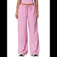 thumbnail image 1 of Pantalones Deportivos Casuales Holgados de Pierna para Mujer, Rectos, de Tiro Bajo, con Bolsillos con Cordón Elástico Rosa M, 1 of 8