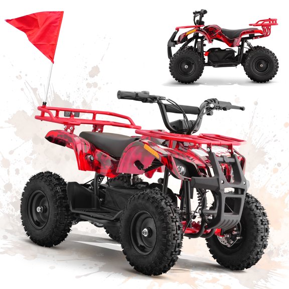 HOVERHEART 500W 36V Battery-Powered Ride-on ATV 4-Wheeler with Suspension,15 Mile Range,Flame