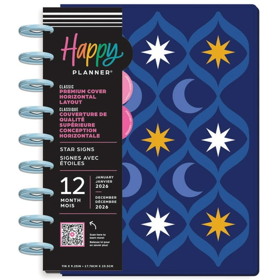 Happy Planner Chenille 12 Month Disc Bound Dated Planner-Star Signs Embriodery Classic; '26 - '26