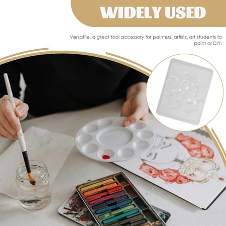 WEUVEB White Watercolor Paint Palette with Multiple Mixing Wells for Artists and Students Use