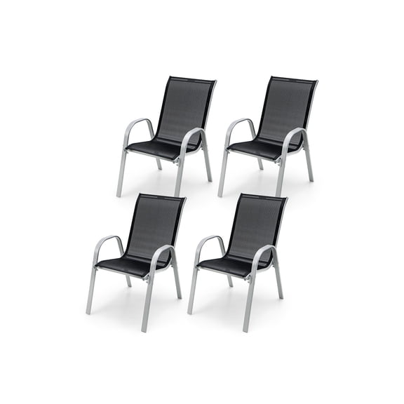 4 Pack Patio Dining Chairs Outdoor Stacking Chair W/ Curved Armrests Yard Garden