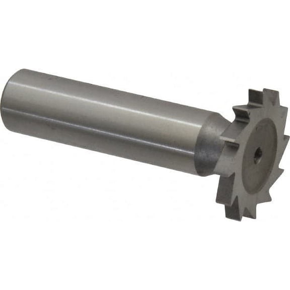 Made in USA 1" Diam x 1/8" Face Width, High Speed Steel, 16 Teeth, Shank Connection Woodruff Keyseat Cutter Uncoated, 2-3/16" OAL x 1/2" Shank, Straight Teeth