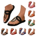 thumbnail image 5 of Flip Flop Slip on Sandals for Women 2025 Fashion Casual Leather Metal Beach Thong Slides Beach Flats, 5 of 7