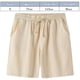 thumbnail image 2 of Pantalones cortos clásicos de lino para hombre, cintura elástica, verano, playa, tablero ligero, ajuste delgado con bolsillos, 2 of 6