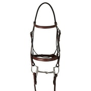Huntley Equestrian Classic Fancy Stitched Hunter Schooling Bridle with Reins, Medium Pony