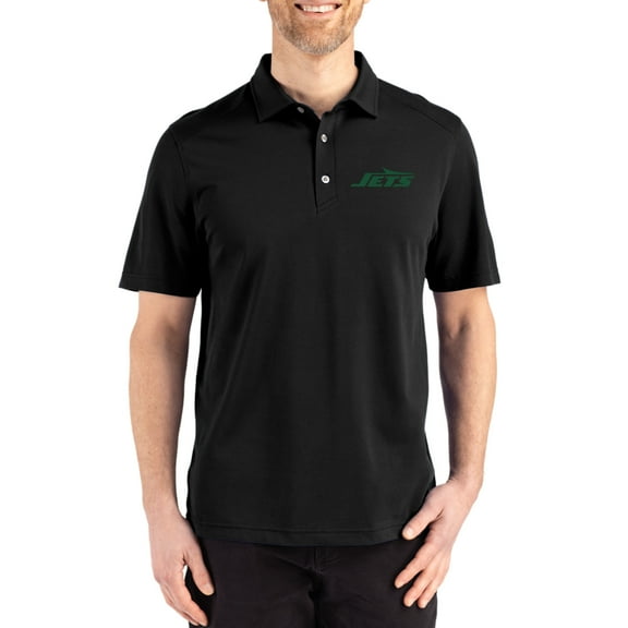 Men's Cutter & Buck Black New York Jets Big & Tall Advantage Refresh Epic Confidence Recycled Tri-Blend Pique Polo