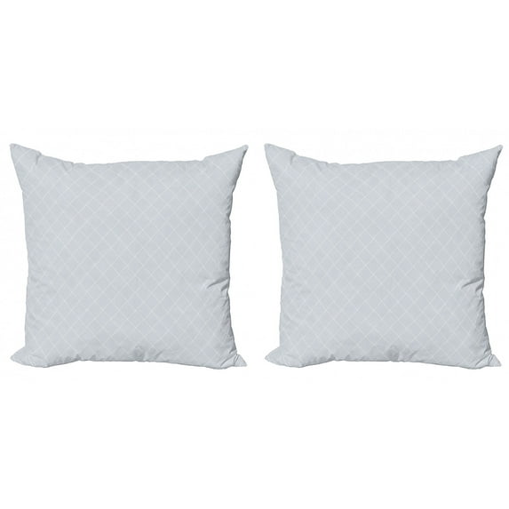 Ambesonne Geometric Throw Pillow Cover 2 Pack, Diagonal Striped Rhombs, 20", Pale Purpleblue White