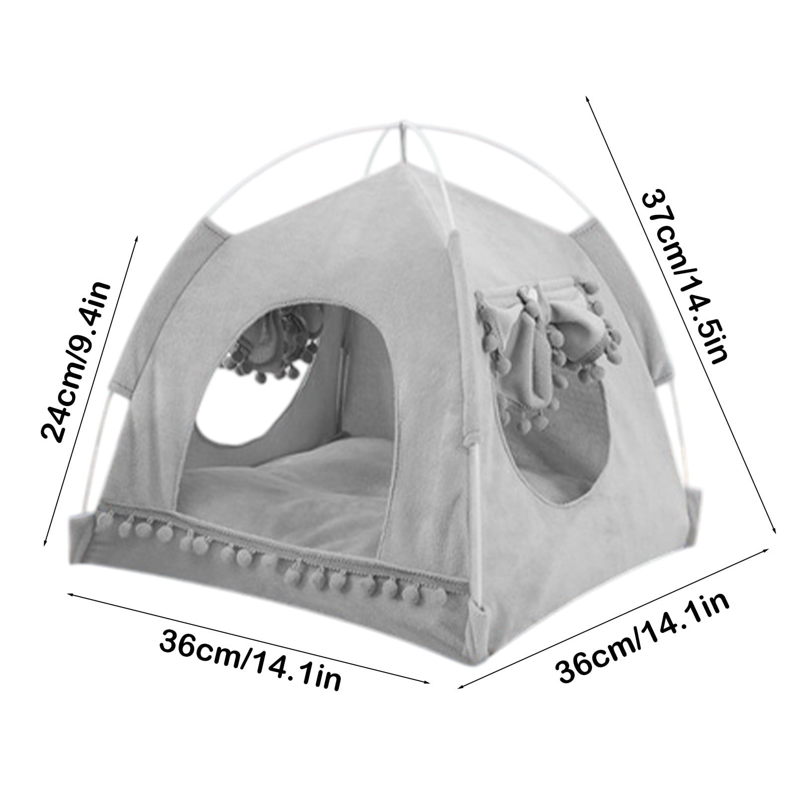 Roiihwy Cat Tent With Ground Nails Outdoor/Indoor, Cat and Dog Waterproof Tent House Washable, Cave Nest Bed for Cat, Bunny and Small Animal, Gray
