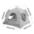 thumbnail image 2 of Pet tent house Portable Pet Den Pet Tent House Semi-Enclosed Foldable Cat & Small Dog Bed Indoor Outdoor Fleece Mat Washable Portable Pet Den with Breathable Mesh Gray, 2 of 5