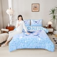 thumbnail image 4 of Homewish Flying Blue Butterfly 2pcs Bedding Comforter Set For Teens Boys Girls,Gradient Ombre Glitter Twin Comforter Sets,Leopard Cheetah Print Breathable Bedding Set,Breathable Home Decor, 4 of 8