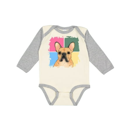 

Inktastic Sable French Bull Dog on Colored Squares Gift Baby Boy or Baby Girl Long Sleeve Bodysuit