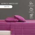 thumbnail image 3 of Mainstays 4-Piece 220 Thread Count Maroon and Pink Stripe 100% Peached Cotton Dreamy Soft Bed Sheet Set, King, 3 of 7