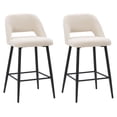 thumbnail image 3 of CorLiving Talia Luxe Velvet Upholstered Indoor Counter Height Barstools with Key Hole Backs and Metal Legs, Cream (Set of 2), 3 of 10